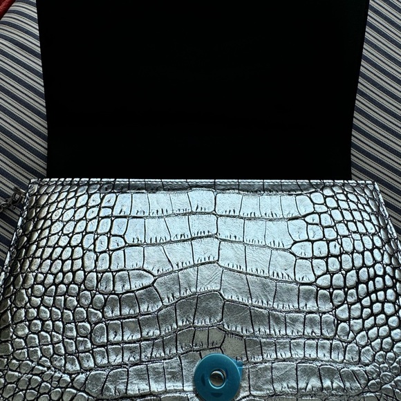 NWT , Giuseppe Zanotti Borse Crocodile Embossed Silver Clutch Bag. - Picture 9 of 9